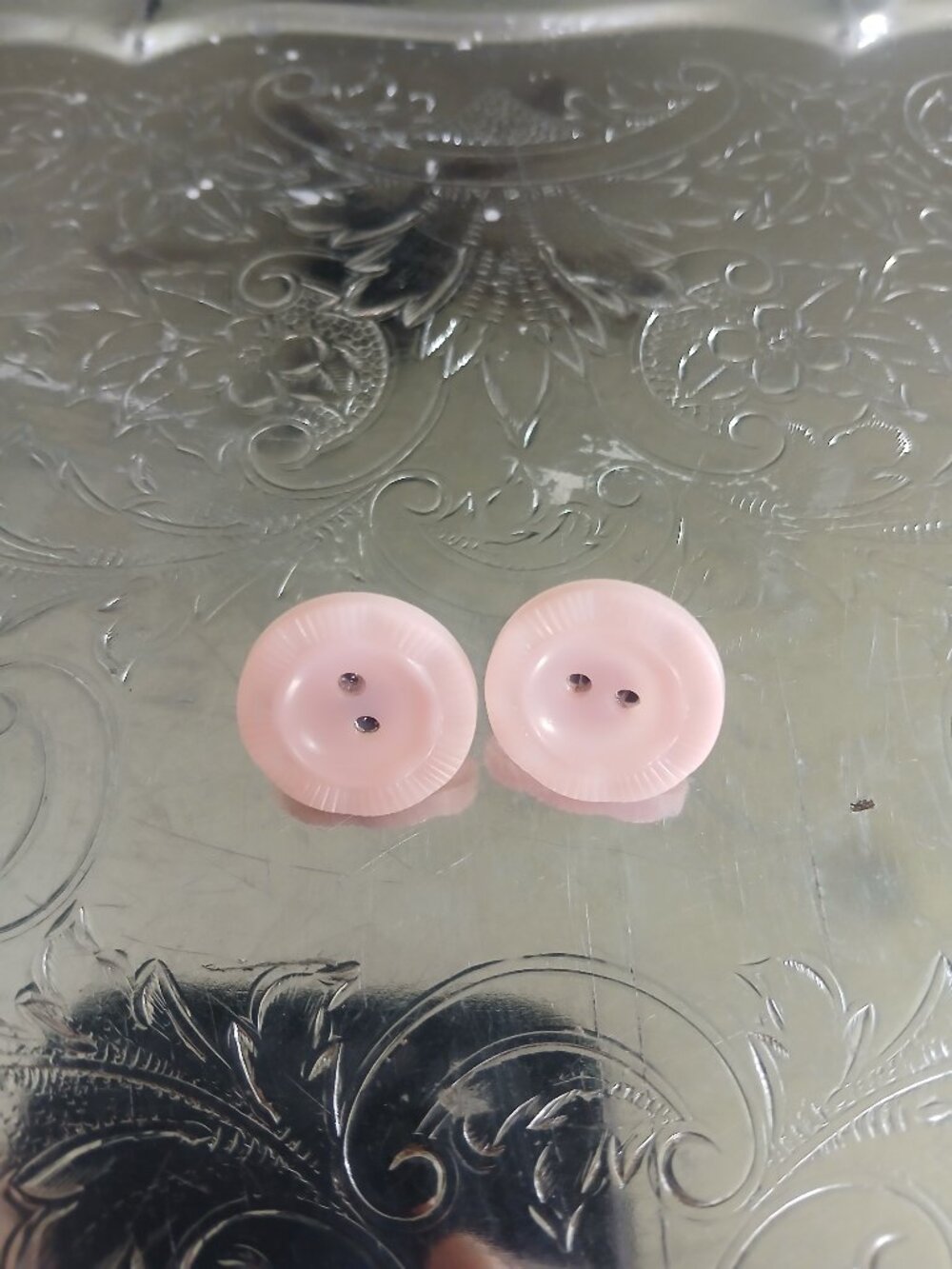 Pink Vintage Button Earrings